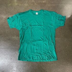 Vintage 80s Fruit Of The Loom Green Blank Size 2XL Single Stitch Tee Shirt